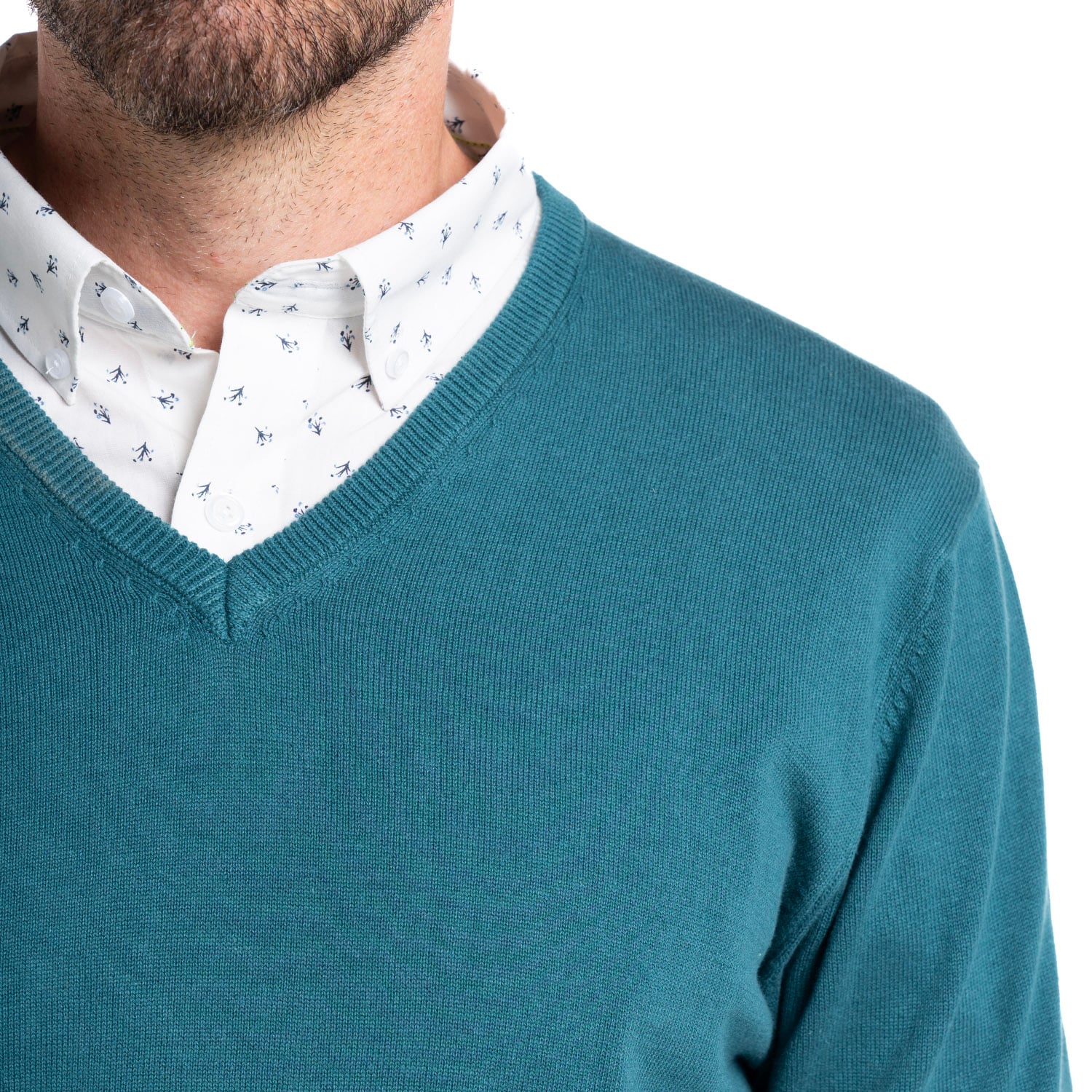 SWEATER CUELLO V | VERDE PETRÓLEO - 3
