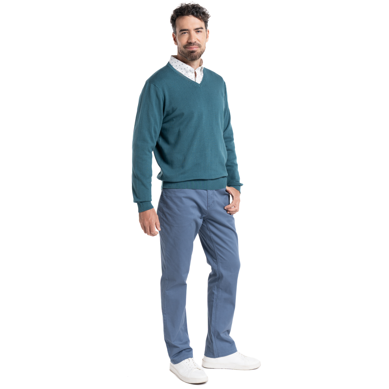 SWEATER CUELLO V | VERDE PETRÓLEO - 4