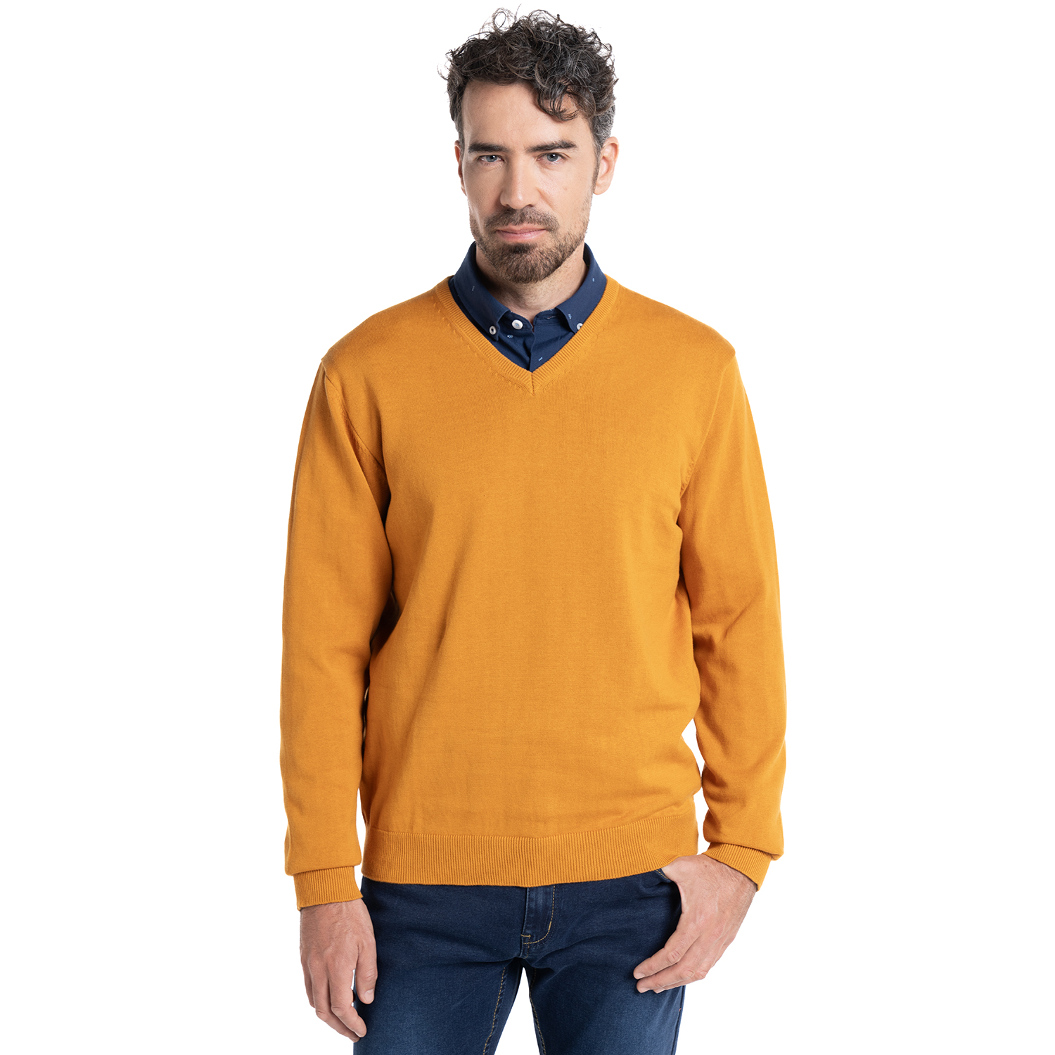 SWEATER CUELLO V | OCRE - 1