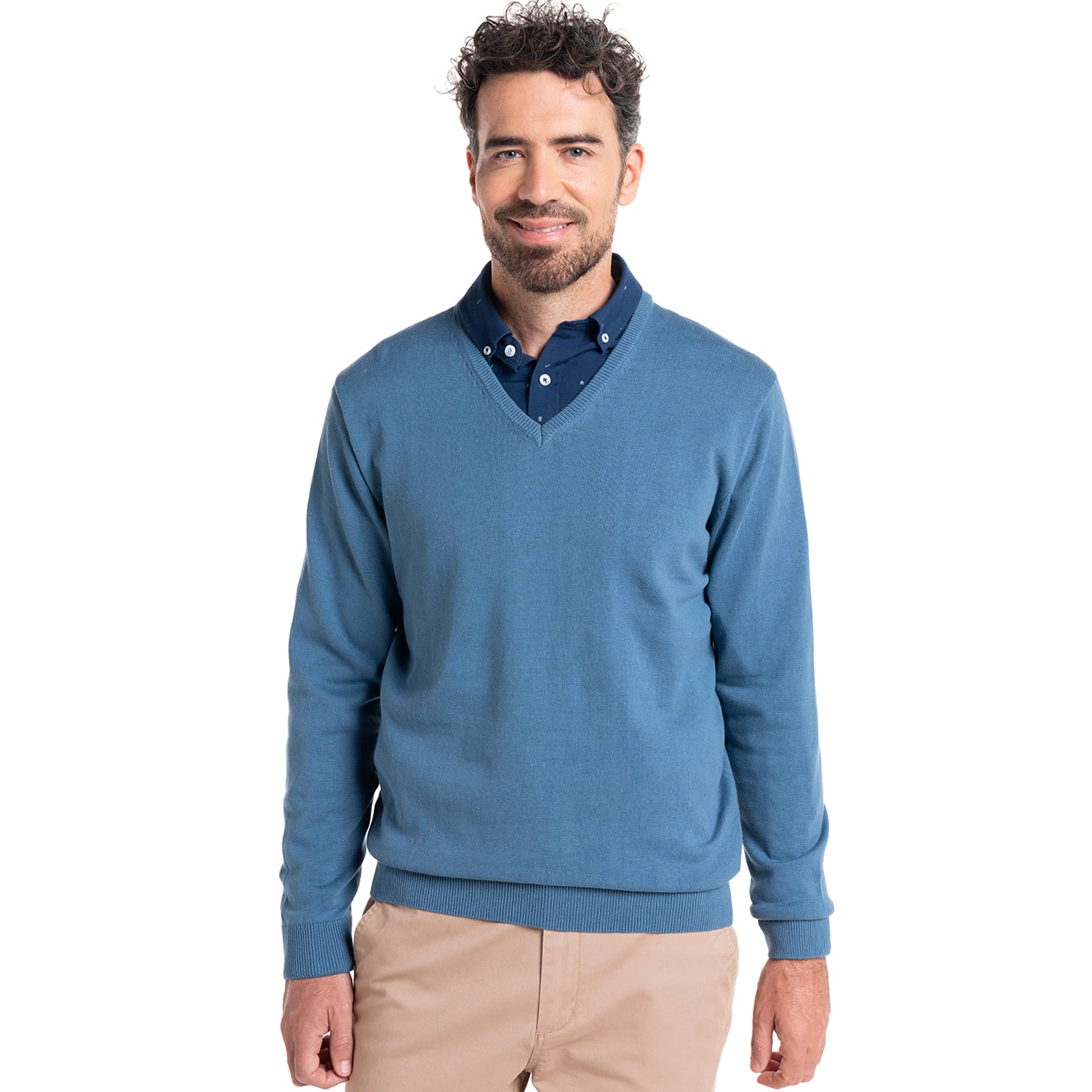 SWEATER CUELLO V | AZUL - 1