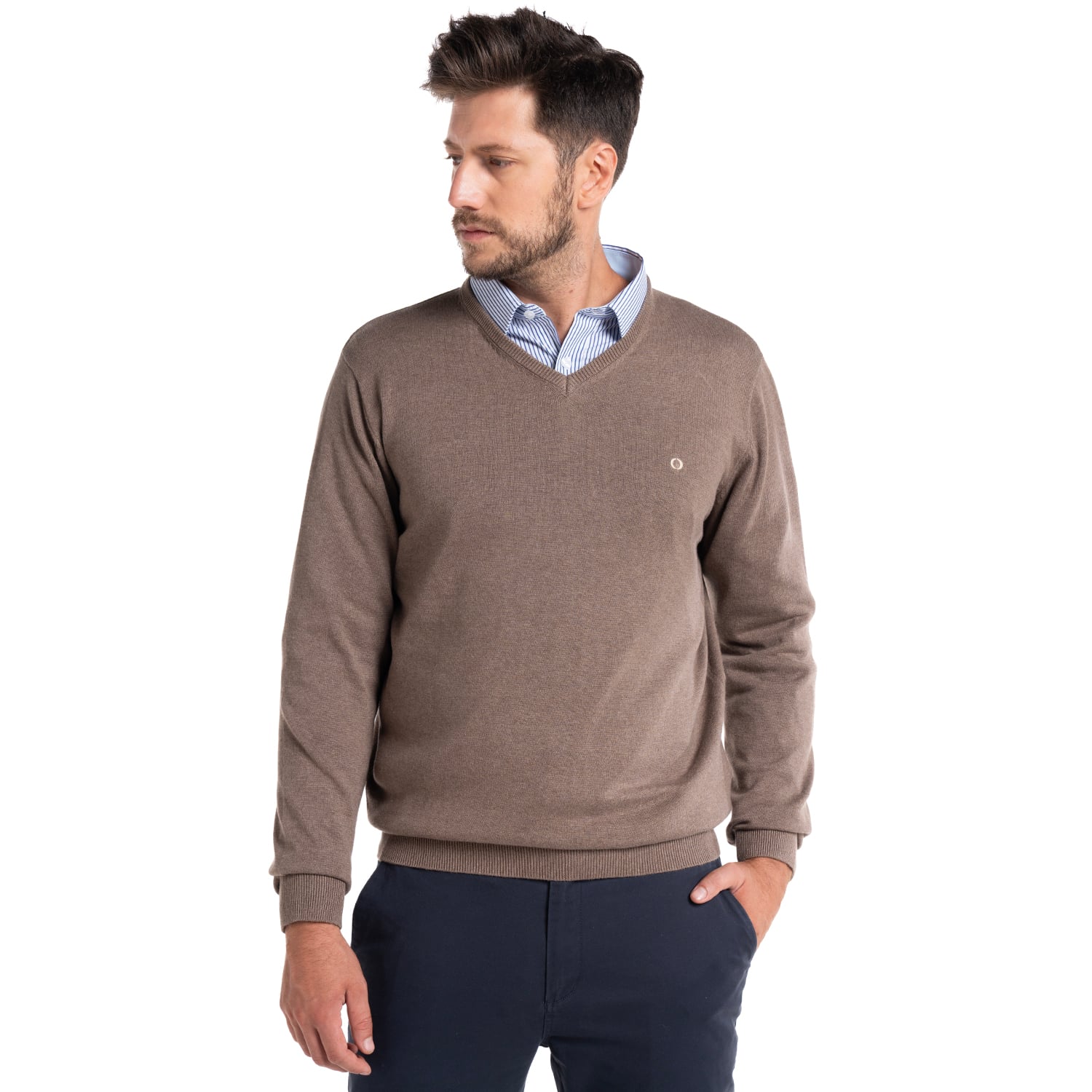 SWEATER HOMBRE CUELLO V VENECIA | BEIGE - 1