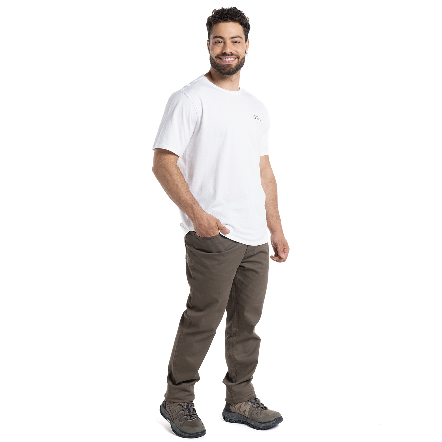 POLERA HOMBRE MANGA CORTA MINI LOGO ALGODON ORGANICO MODA | BLANCO - 4