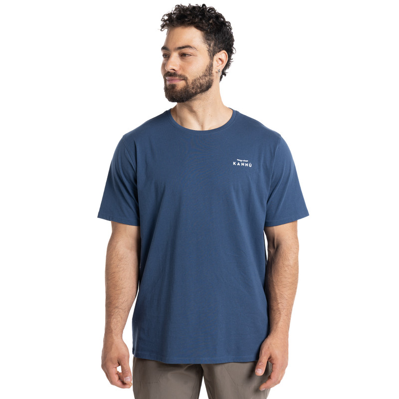 POLERA HOMBRE MANGA CORTA MINI LOGO ALGODON ORGANICO MODA | AZUL - 1