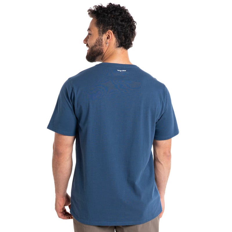 POLERA HOMBRE MANGA CORTA MINI LOGO ALGODON ORGANICO MODA | AZUL - 2
