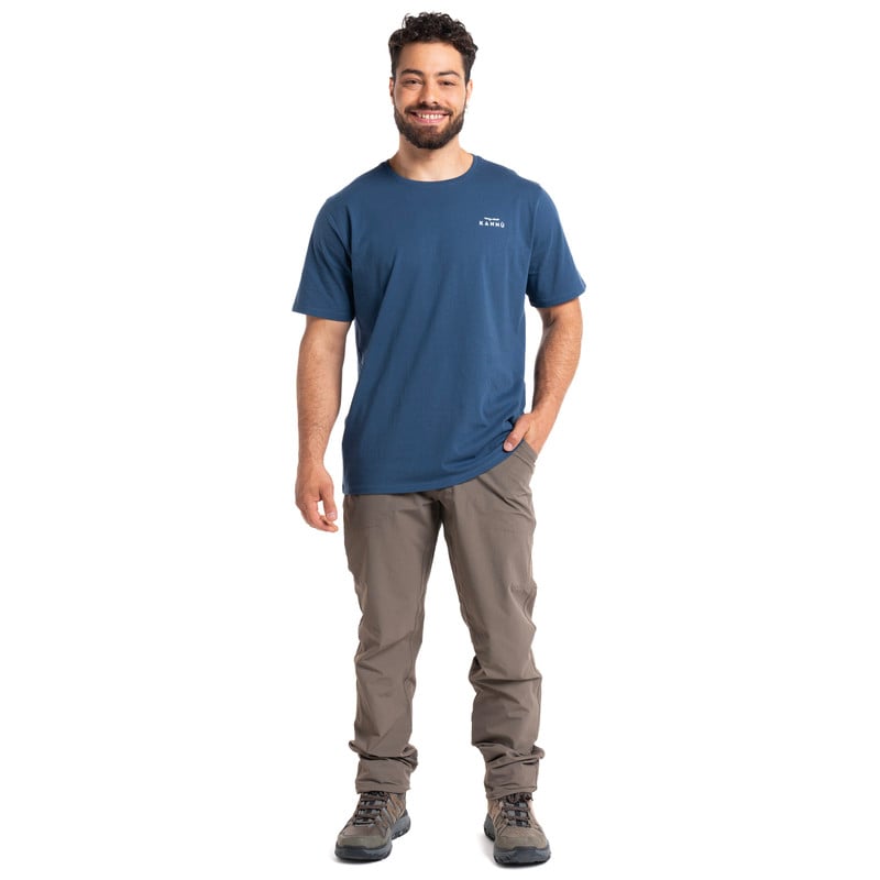 POLERA HOMBRE MANGA CORTA MINI LOGO ALGODON ORGANICO MODA | AZUL - 4