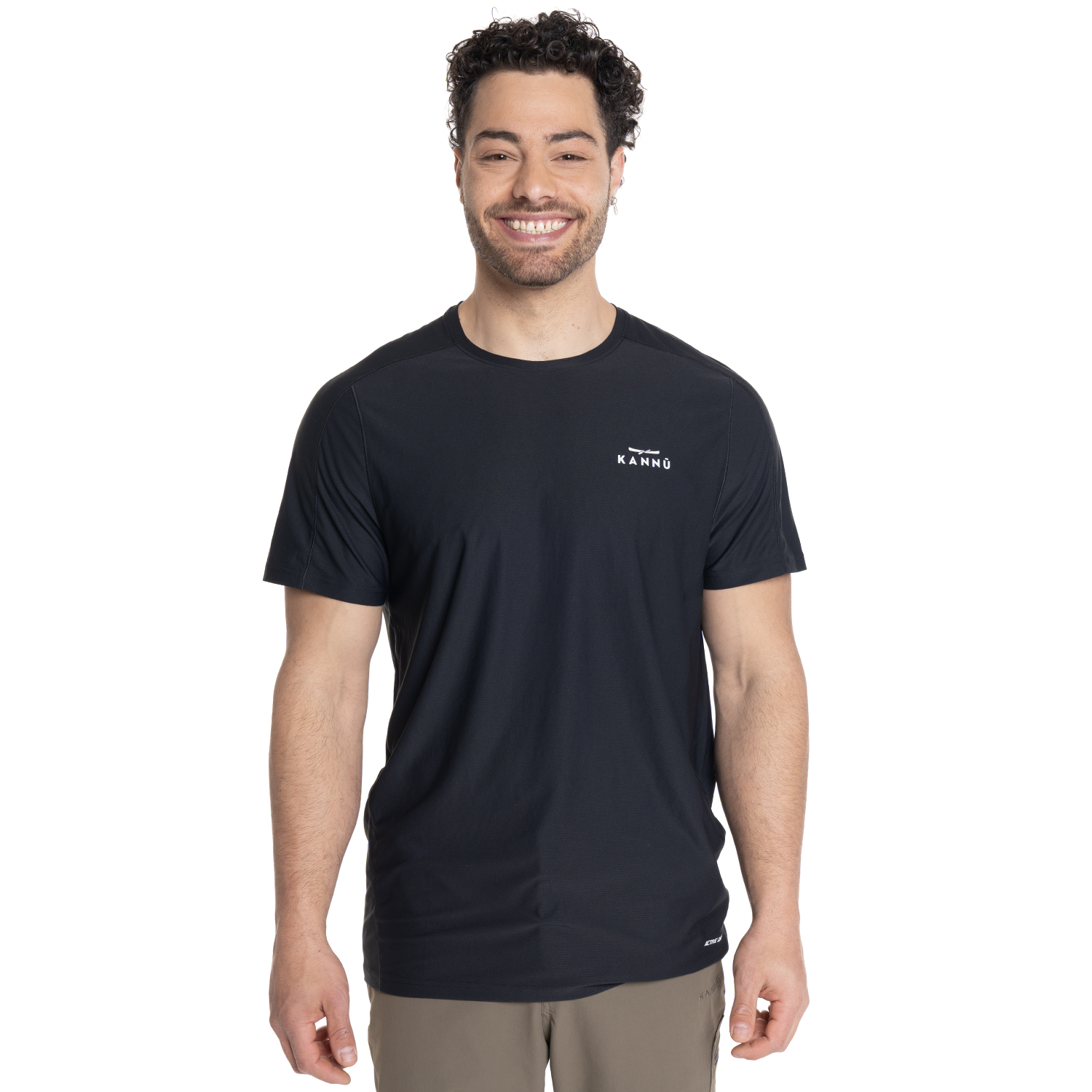 POLERA HOMBRE MANGA CORTA MINI LOGO ALGODON ORGANICO MODA | NEGRO - 1
