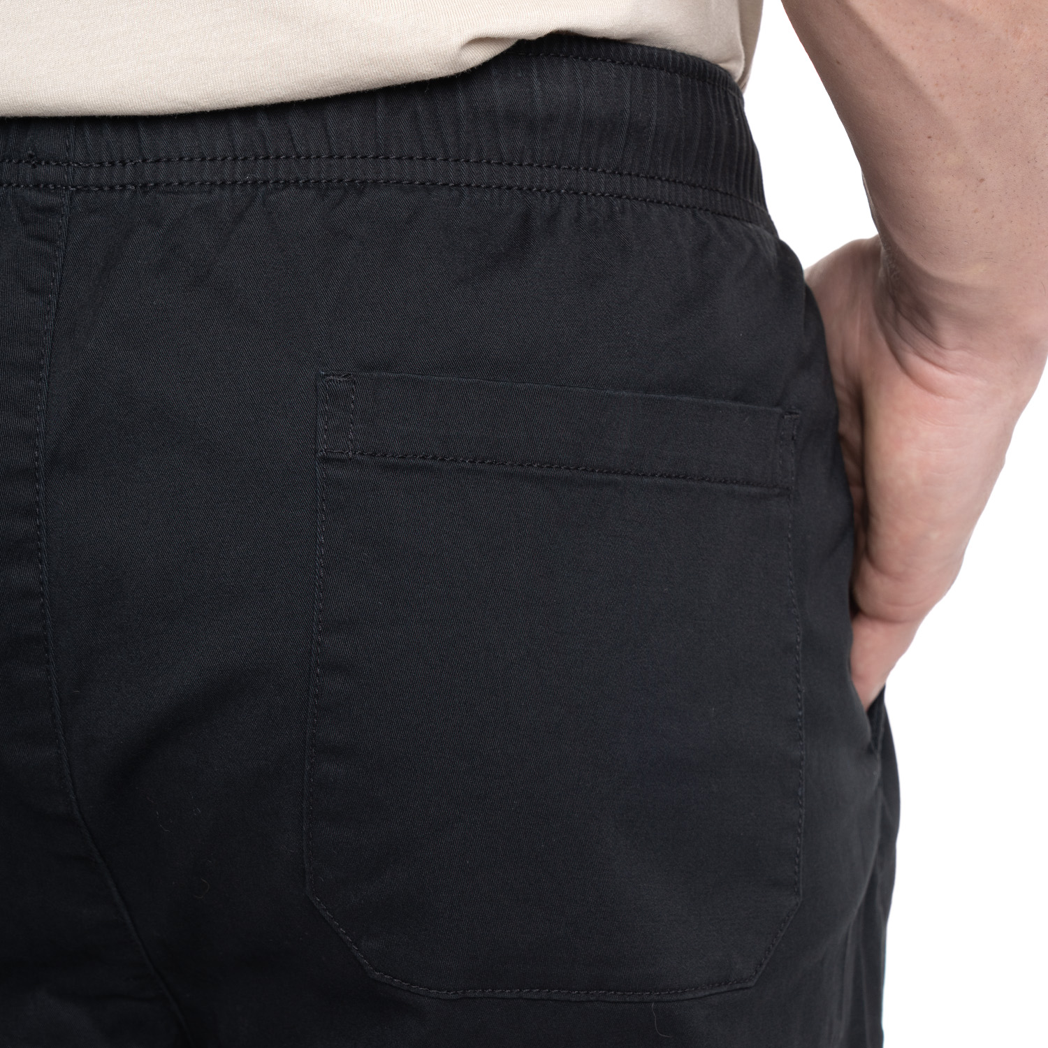 BERMUDA HOMBRE JOGGER PRETINA ELASTICADA BOLSILLO TRASERO | NEGRO - 3