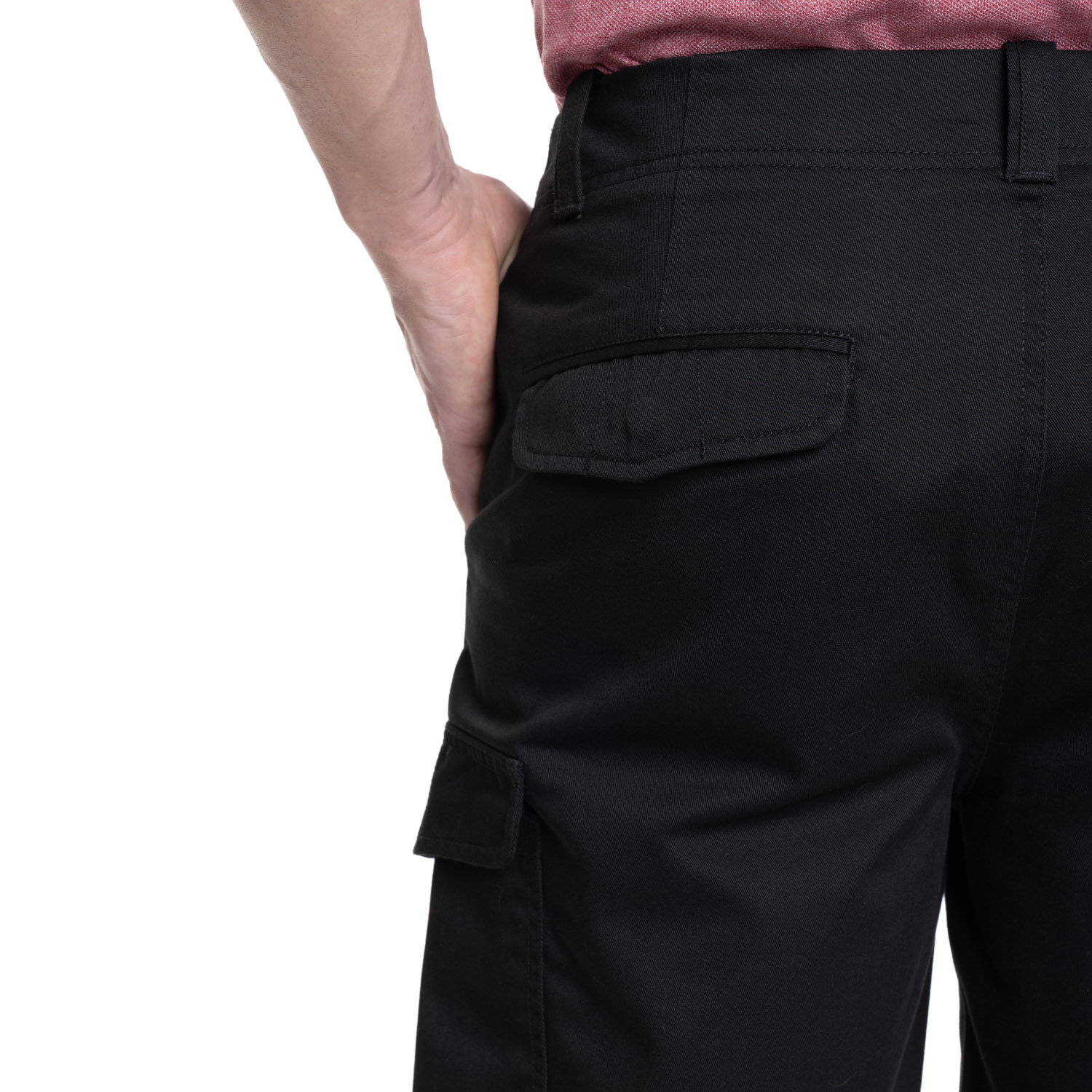 BERMUDA HOMBRE CARGO GABARDINA BOLSILLOS LATERALES | NEGRO - 3