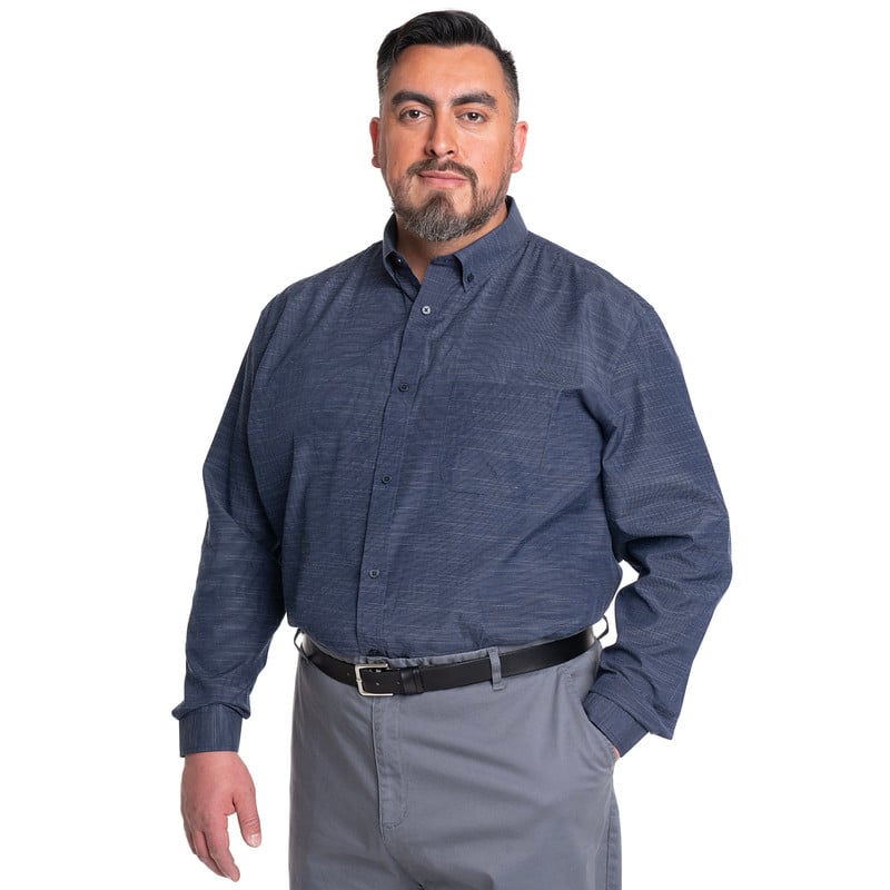 CAMISA HOMBRE CUELLO SEMI ITALIANO BOLSILLO PECHO COLOR SOLIDO | AZUL MARINO - 5