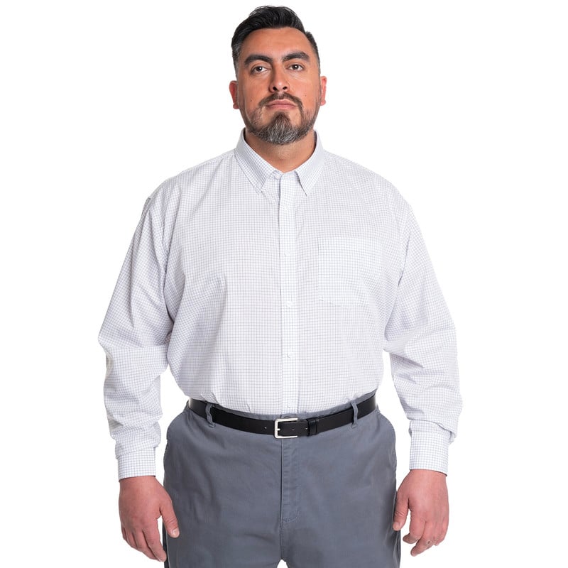 CAMISA HOMBRE CUELLO SEMI ITALIANO BOLSILLO PECHO CUADRO CLASICO | GRIS - 1