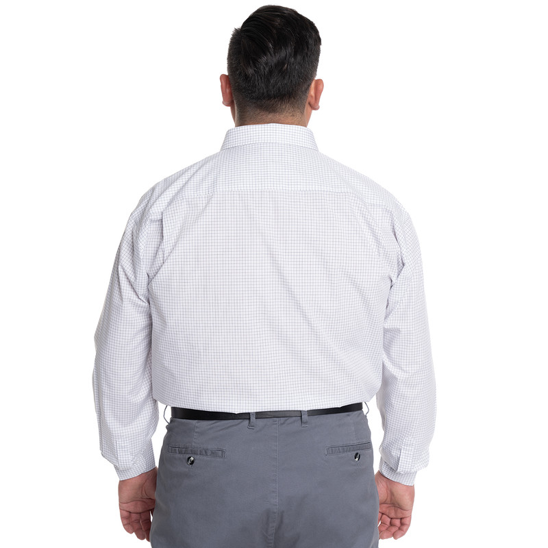 CAMISA HOMBRE CUELLO SEMI ITALIANO BOLSILLO PECHO CUADRO CLASICO | GRIS - 2