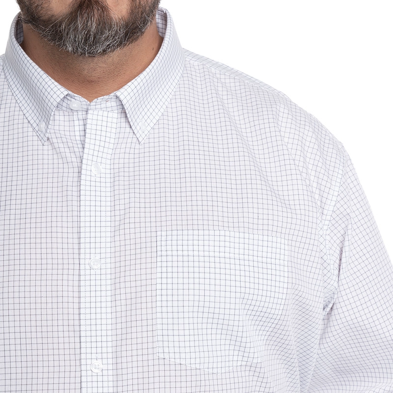 CAMISA HOMBRE CUELLO SEMI ITALIANO BOLSILLO PECHO CUADRO CLASICO | GRIS - 3