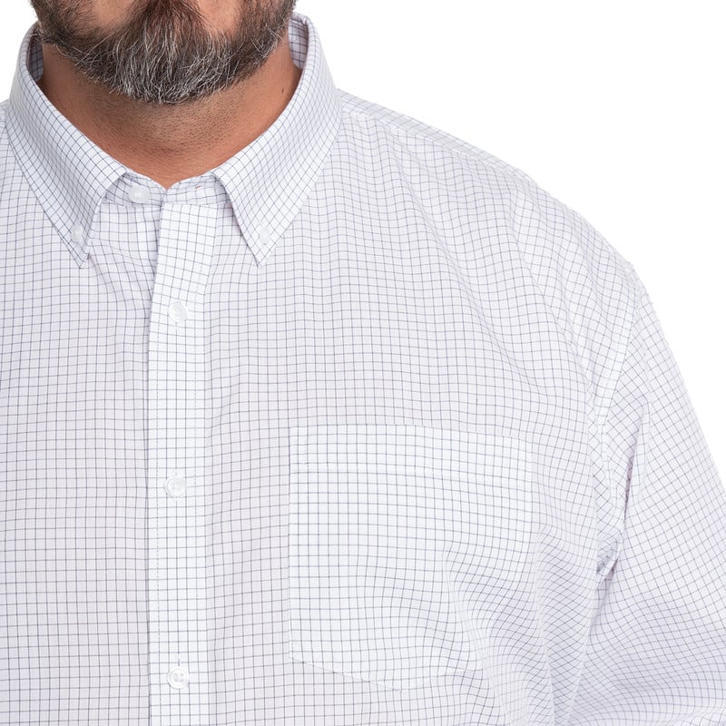 CAMISA HOMBRE CUELLO SEMI ITALIANO BOLSILLO PECHO CUADRO CLASICO | GRIS - 3