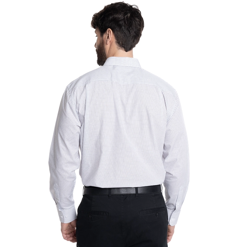 CAMISA HOMBRE CUELLO SEMI ITALIANO BOLSILLO PECHO CUADRO CLASICO | GRIS - 4
