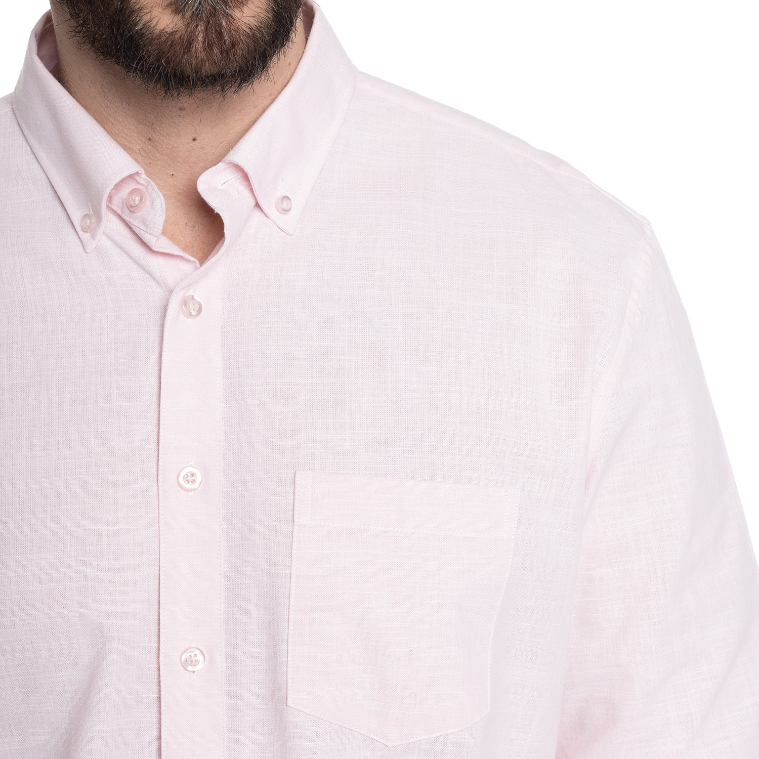 CAMISA HOMBRE SLUB LOOK LINO BOLSILLO PECHO | ROSADO - 3