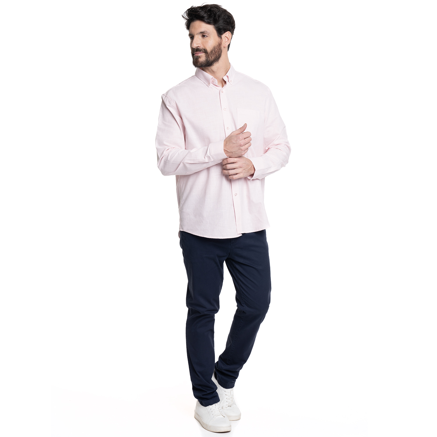 CAMISA HOMBRE SLUB LOOK LINO BOLSILLO PECHO | ROSADO - 4