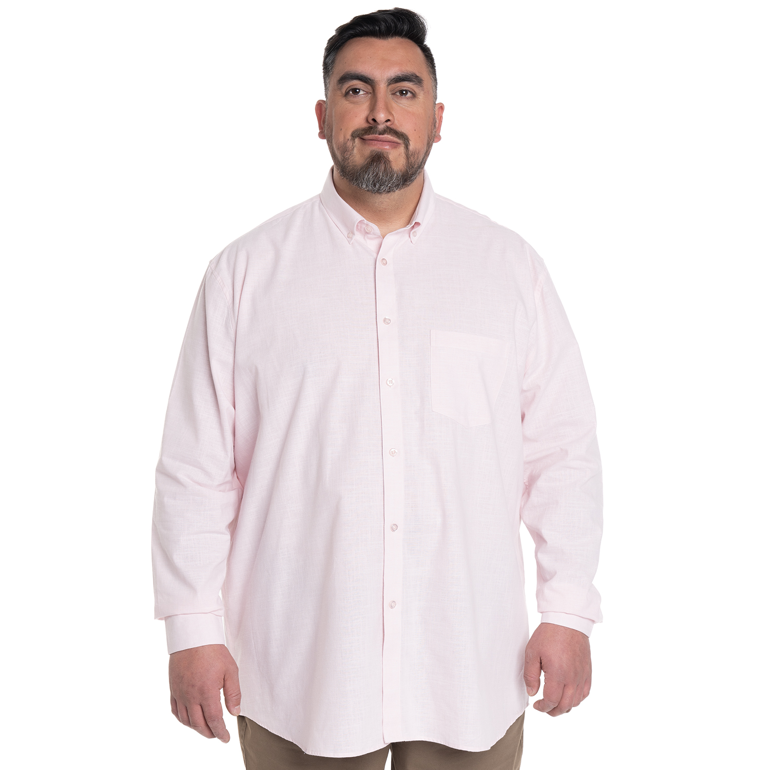 CAMISA HOMBRE SLUB LOOK LINO BOLSILLO PECHO | ROSADO - 5