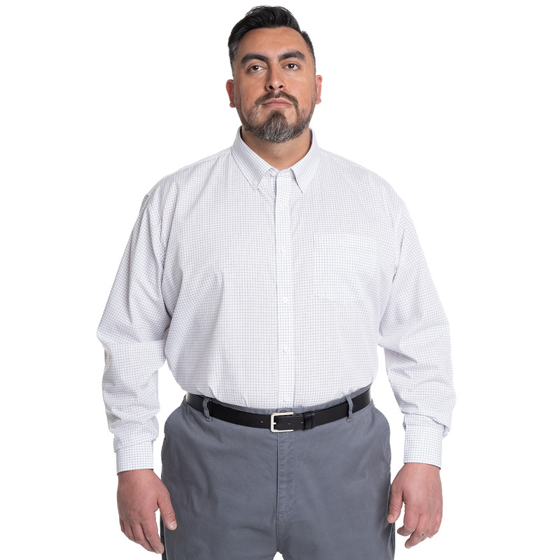 CAMISA HOMBRE CUELLO SEMI ITALIANO BOLSILLO PECHO CUADRO CLASICO | AZUL MARINO - 1