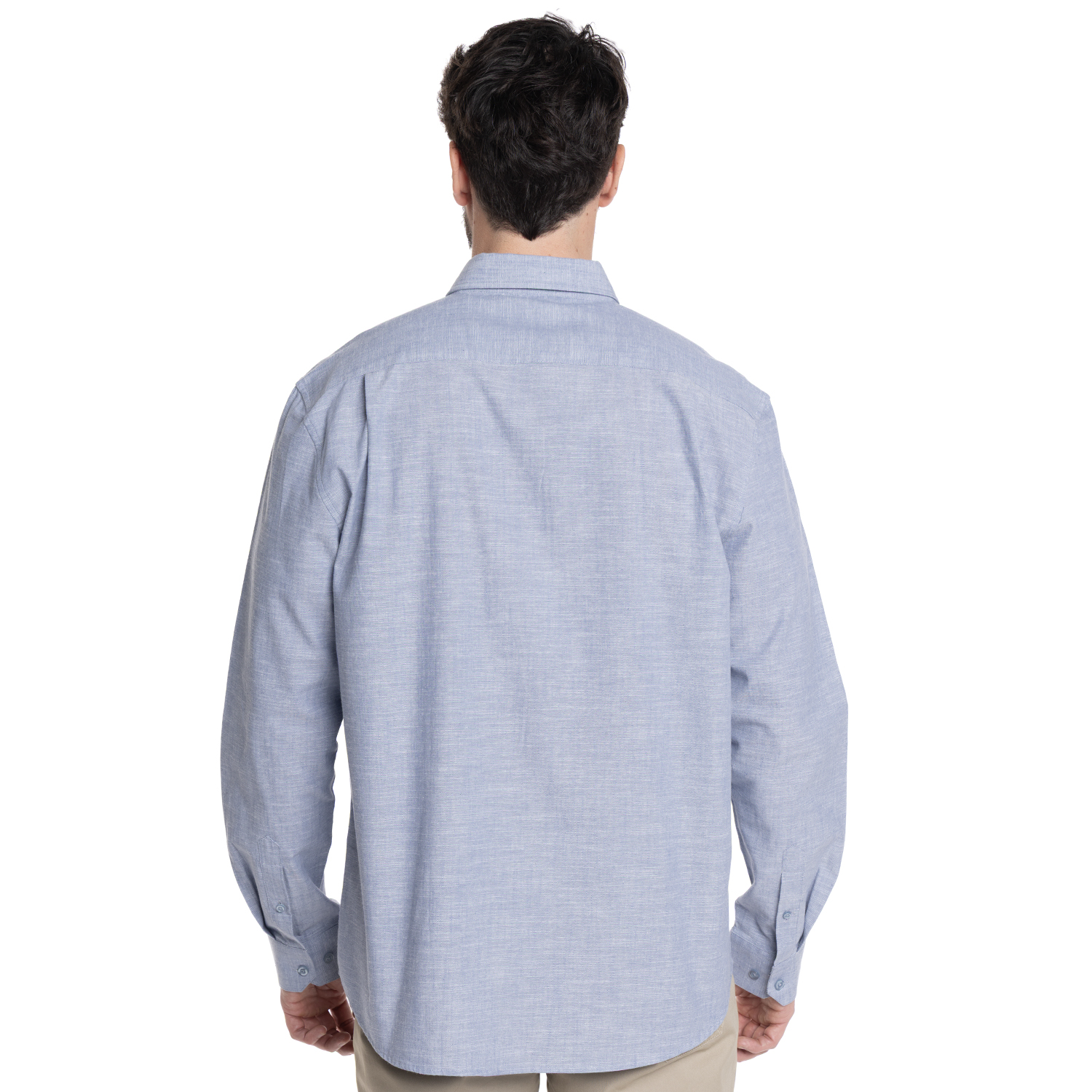 CAMISA HOMBRE SLUB LOOK LINO BOLSILLO PECHO | CELESTE - 2