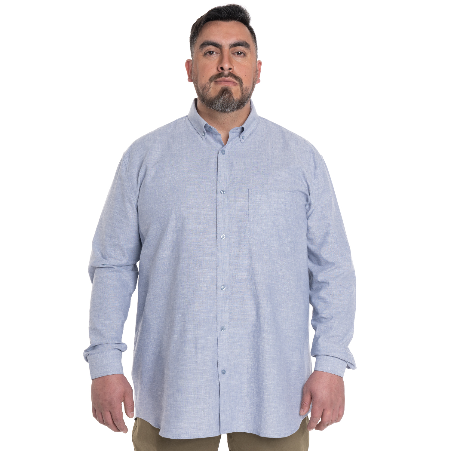 CAMISA HOMBRE SLUB LOOK LINO BOLSILLO PECHO | CELESTE - 5