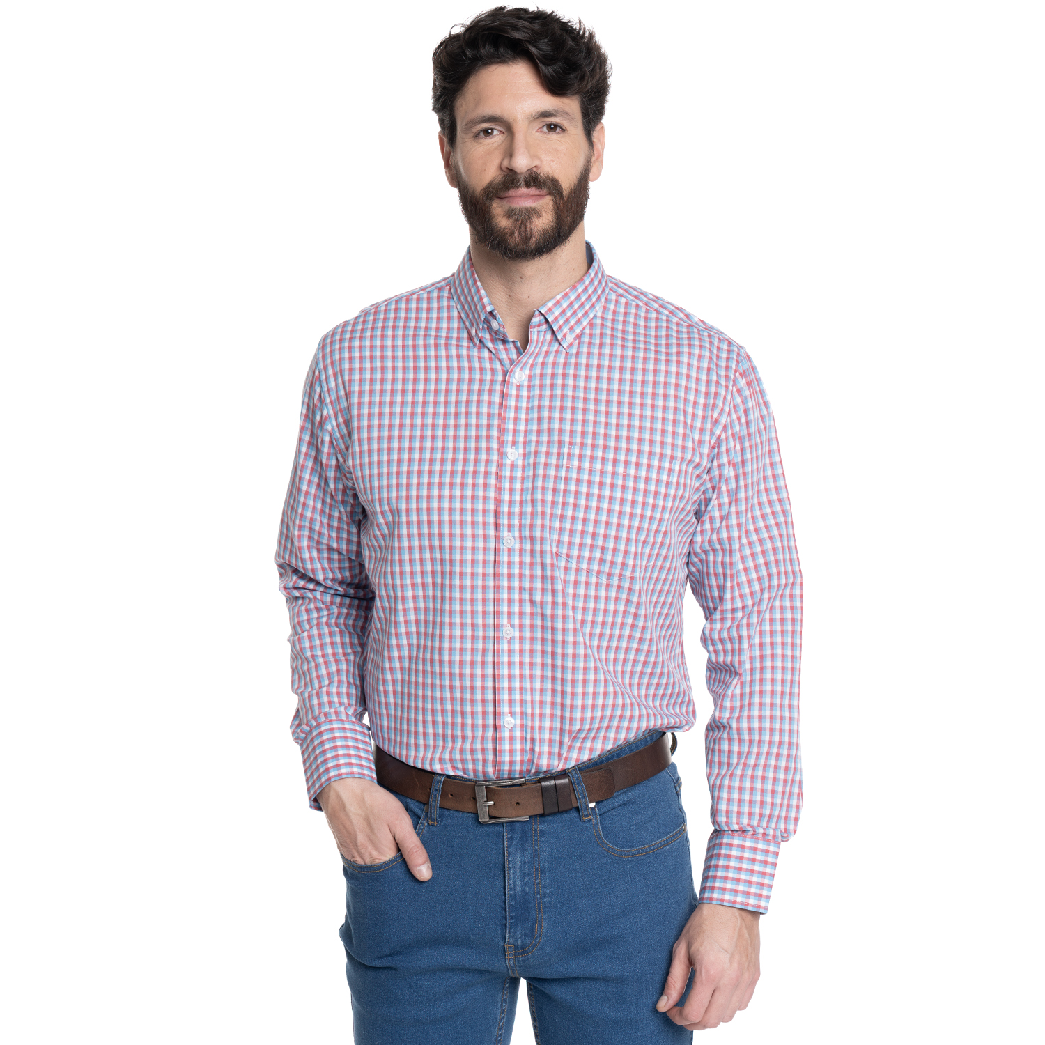 CAMISA HOMBRE CUADROS CUELLO INGLE S FANTASIA PREMIUM | CAFE - 5