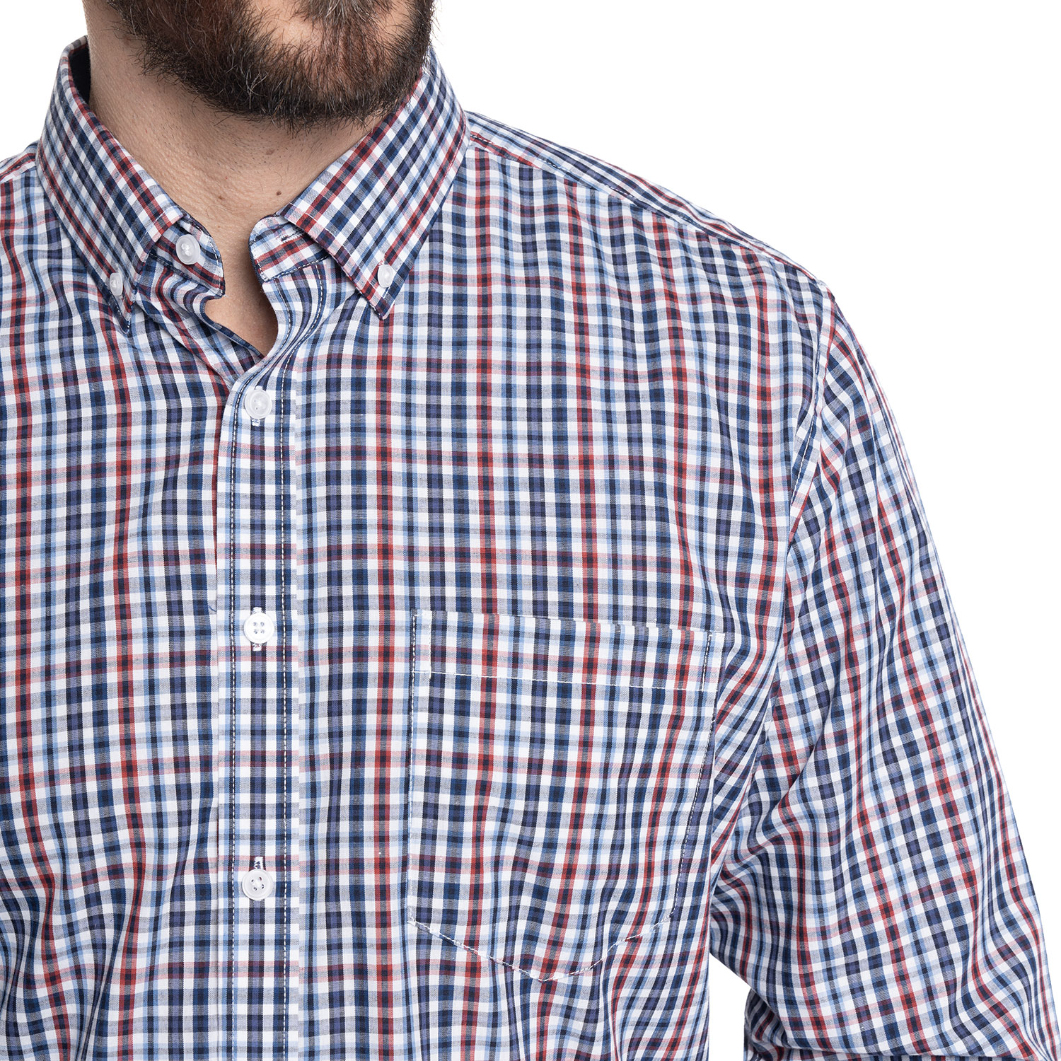 CAMISA HOMBRE CUADROS CUELLO INGLE S FANTASIA PREMIUM | AZUL - 3