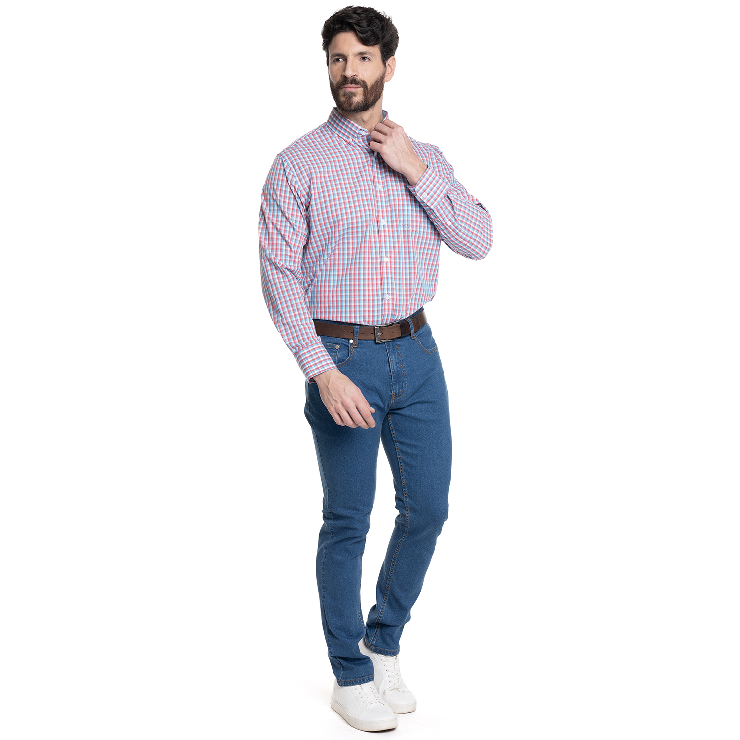 CAMISA HOMBRE CUADROS CUELLO INGLE S FANTASIA PREMIUM | GRIS - 5