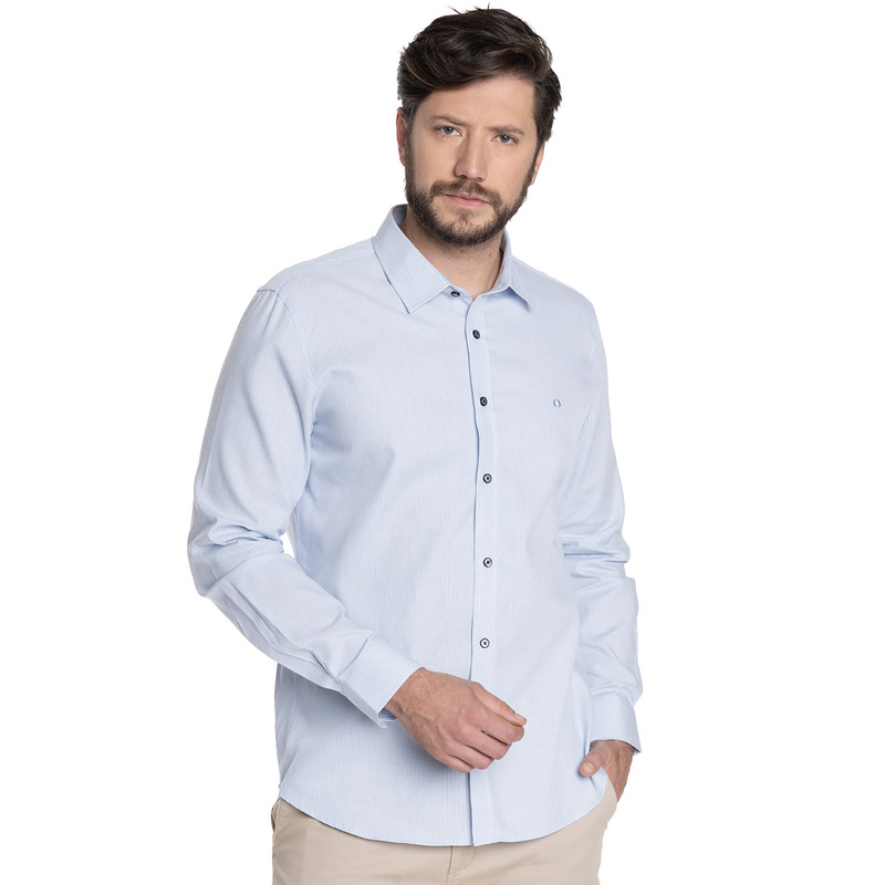 CAMISA HOMBRE CASUAL MANGA LARGA TEXTURADA GRANADA | CELESTE - 1