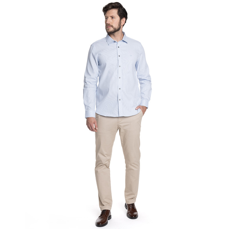 CAMISA HOMBRE CASUAL MANGA LARGA TEXTURADA GRANADA | CELESTE - 4