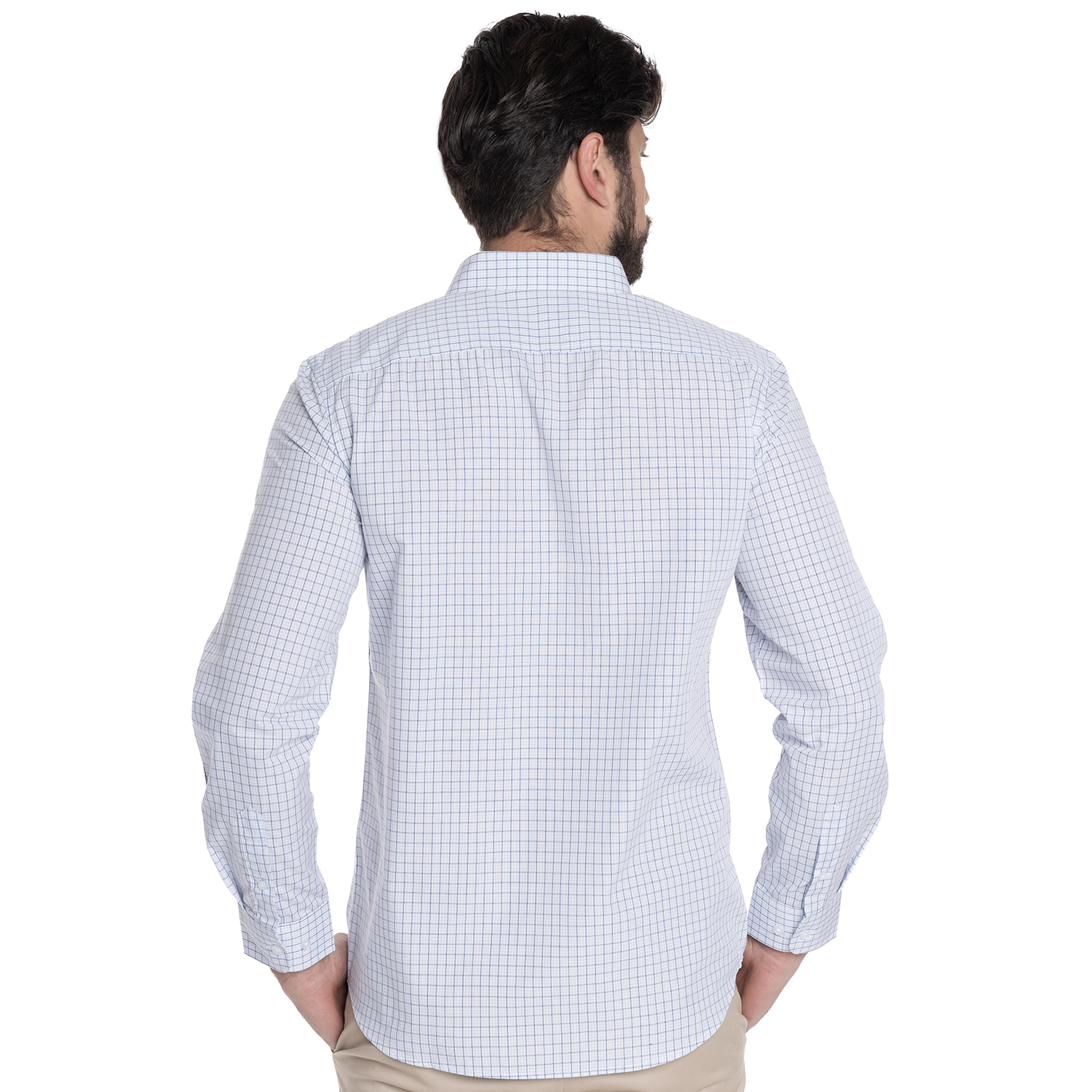 CAMISA HOMBRE CASUAL MANGA LARGA TREVIRA CUADRO TOLEDO | BLANCO - 2