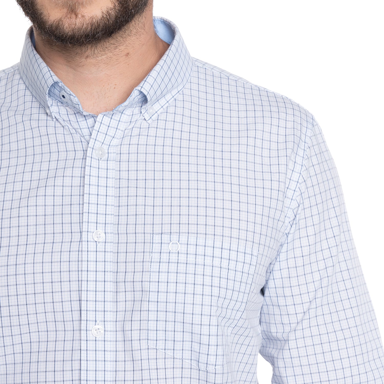 CAMISA HOMBRE CASUAL MANGA LARGA TREVIRA CUADRO TOLEDO | BLANCO - 3