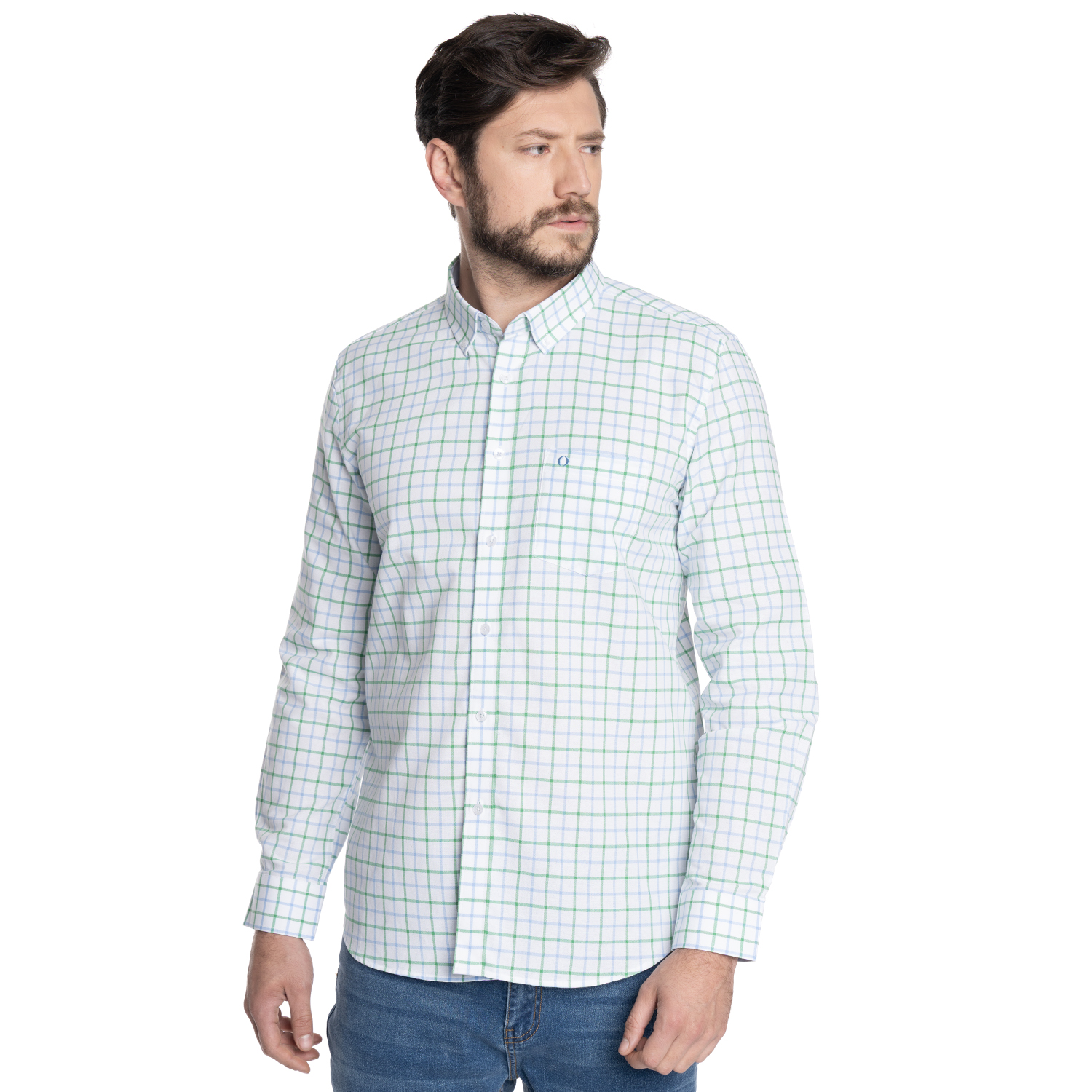 CAMISA HOMBRE CASUAL MANGA LARGA OXFORD LONDRES | VERDE - 1