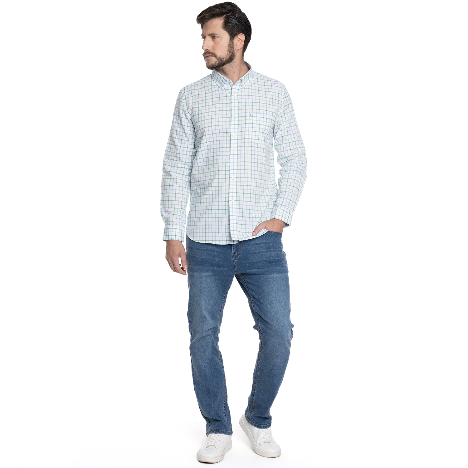 CAMISA HOMBRE CASUAL MANGA LARGA OXFORD LONDRES | VERDE - 4