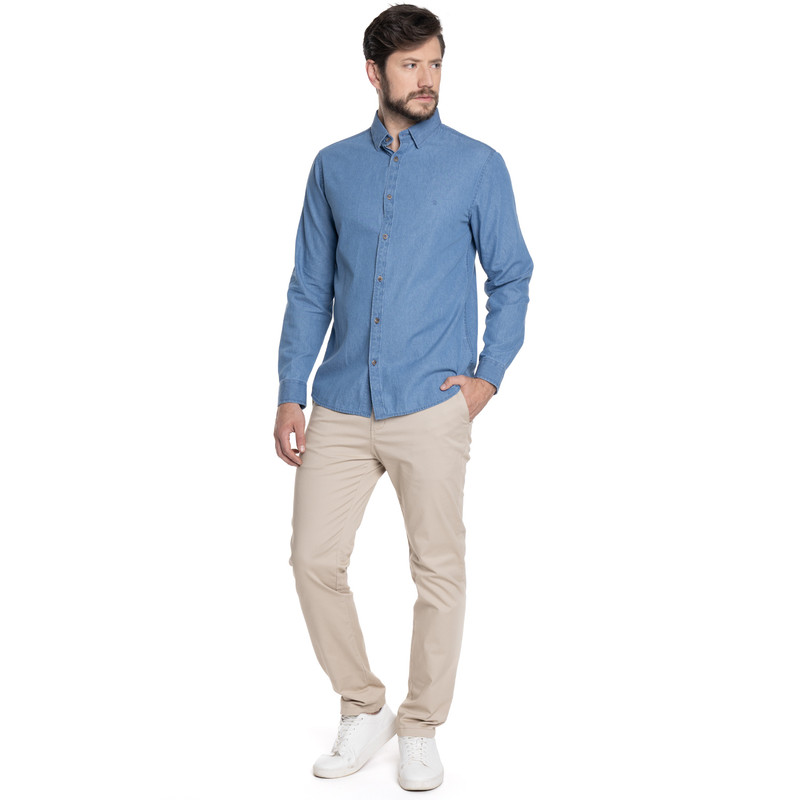 CAMISA HOMBRE CASUAL MANGA LARGA DENIM CADIZ | CELESTE - 3