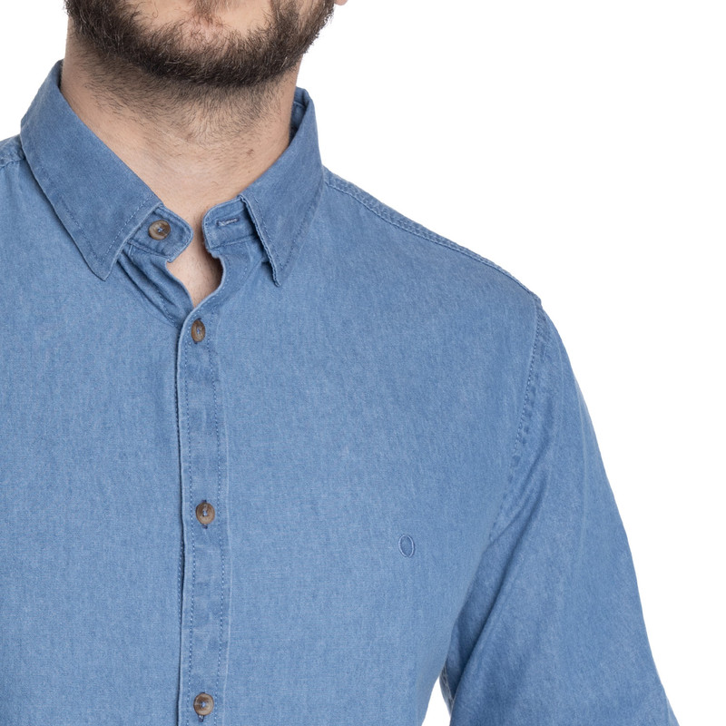 CAMISA HOMBRE CASUAL MANGA LARGA DENIM CADIZ | CELESTE - 4