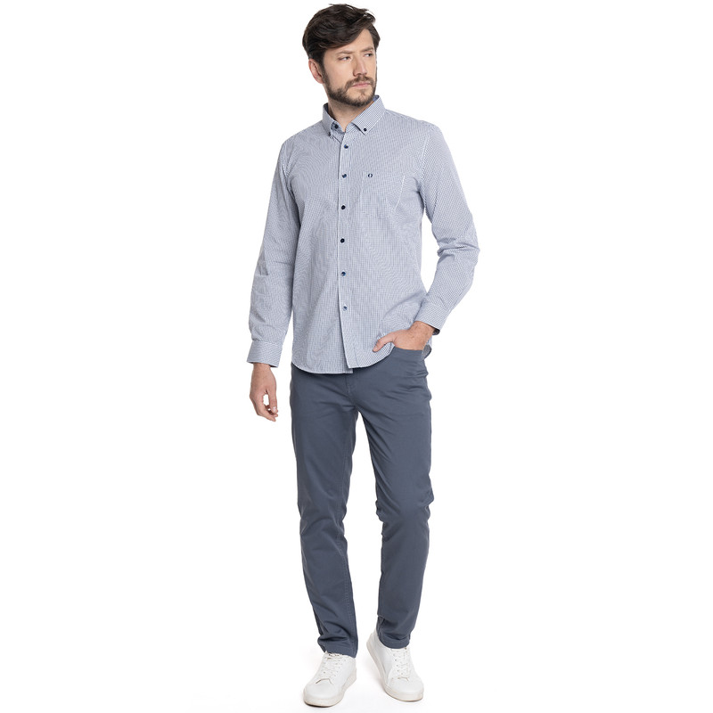 CAMISA HOMBRE CASUAL MANGA LARGA TREVIRA CUADRO TOLEDO | AZUL - 4