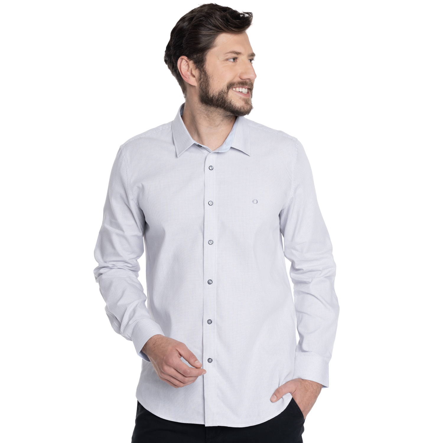 CAMISA HOMBRE CASUAL MANGA LARGA TEXTURADA GRANADA | BLANCO - 1