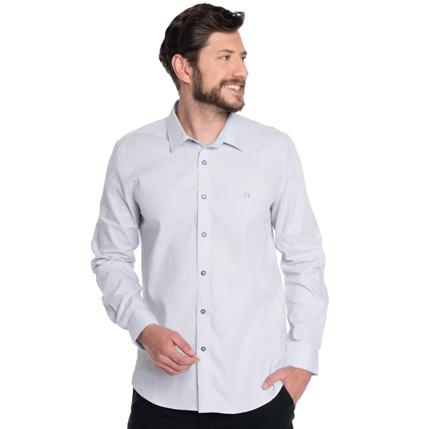 CAMISA HOMBRE CASUAL MANGA LARGA TEXTURADA GRANADA | BLANCO - 1