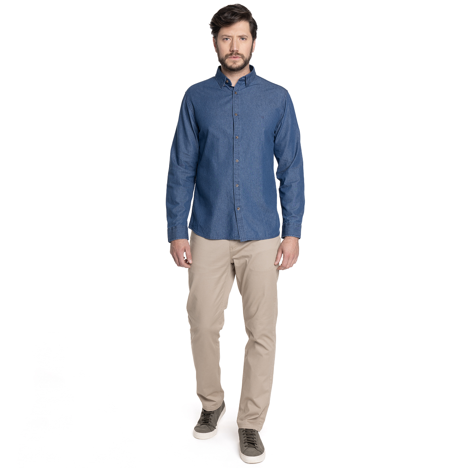 CAMISA HOMBRE CASUAL MANGA LARGA DENIM CADIZ | AZUL CLARO - 2