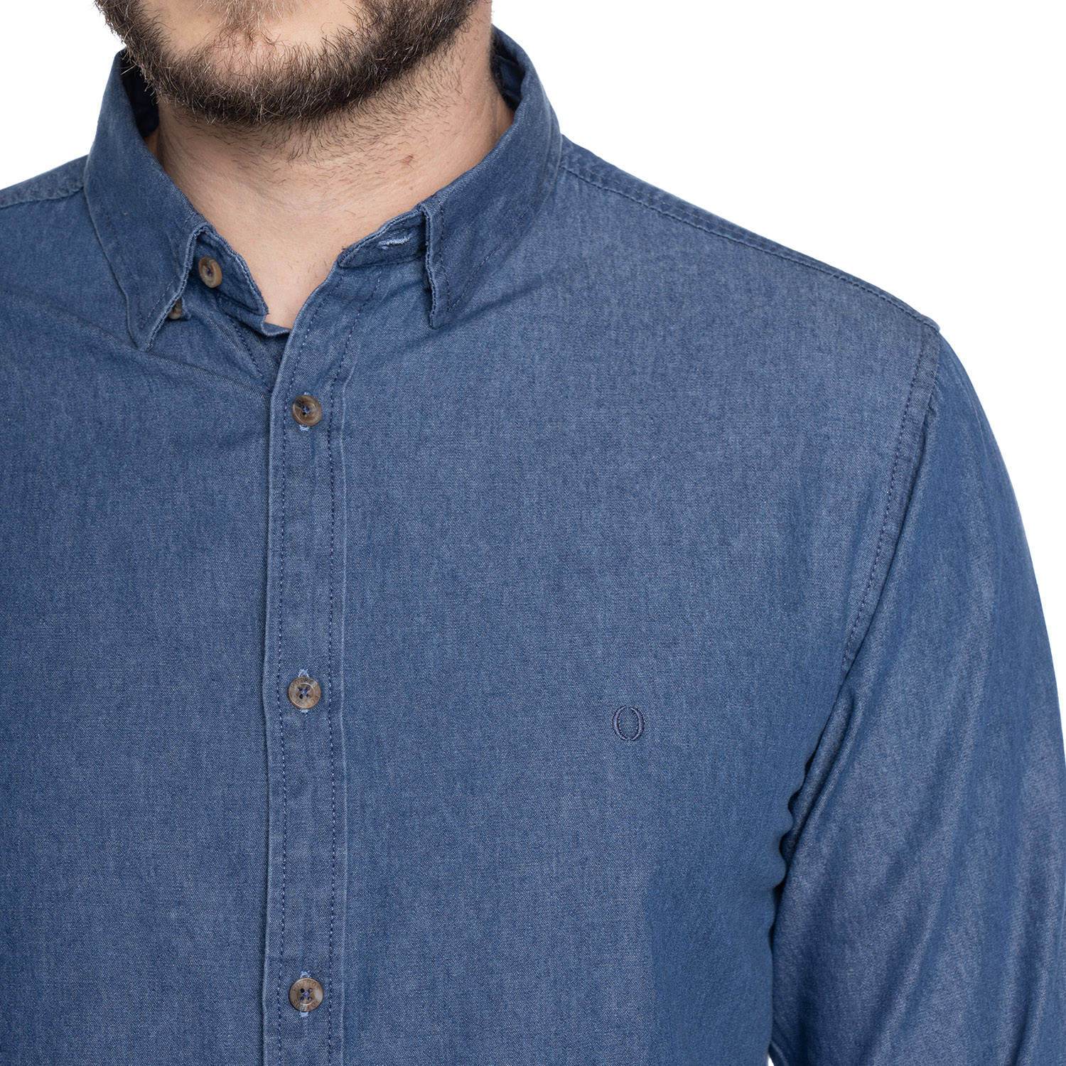 CAMISA HOMBRE CASUAL MANGA LARGA DENIM CADIZ | AZUL CLARO - 4