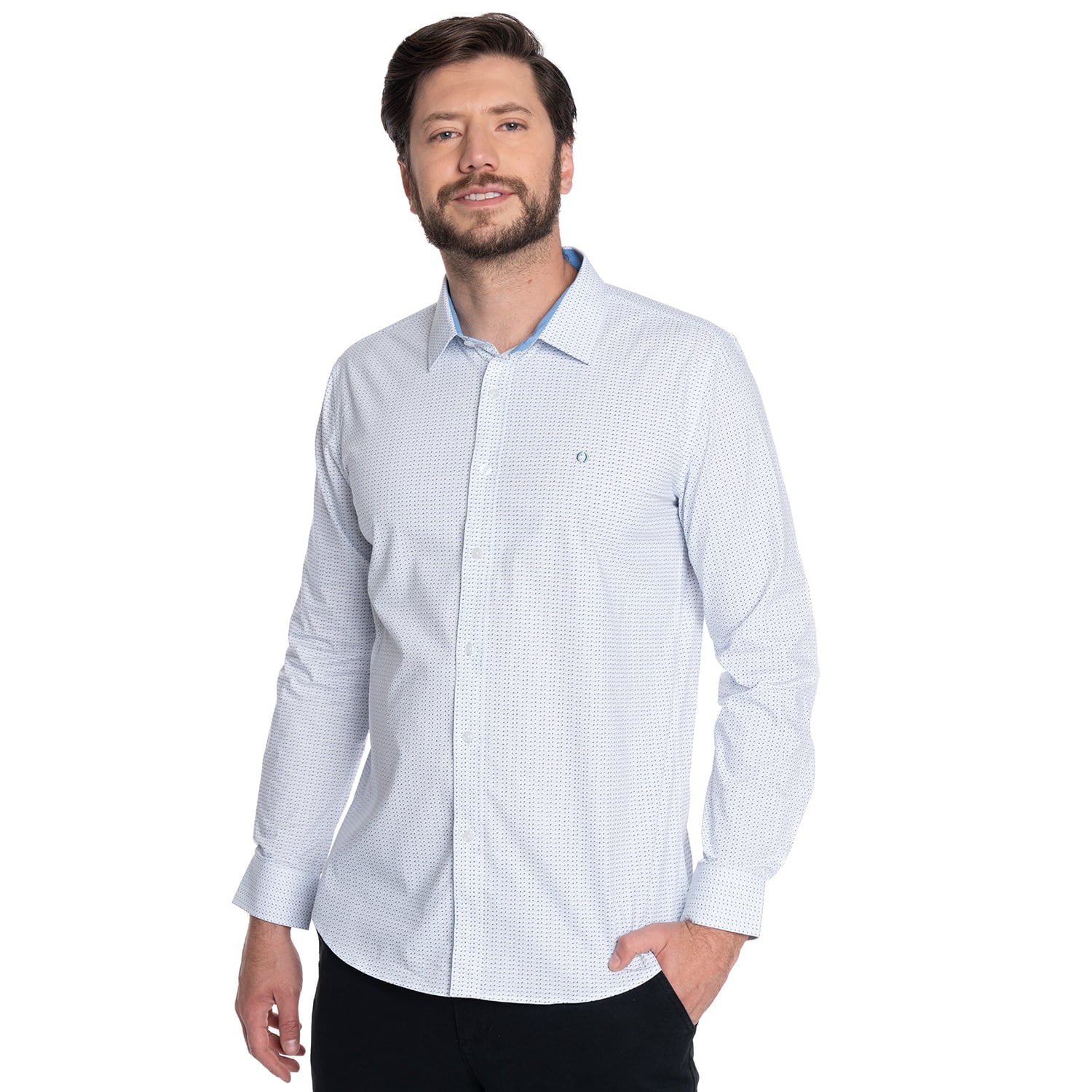 CAMISA HOMBRE CASUAL MANGA LARGA TREVIRA ESTAMPADA SEVILLA | CELESTE - 1
