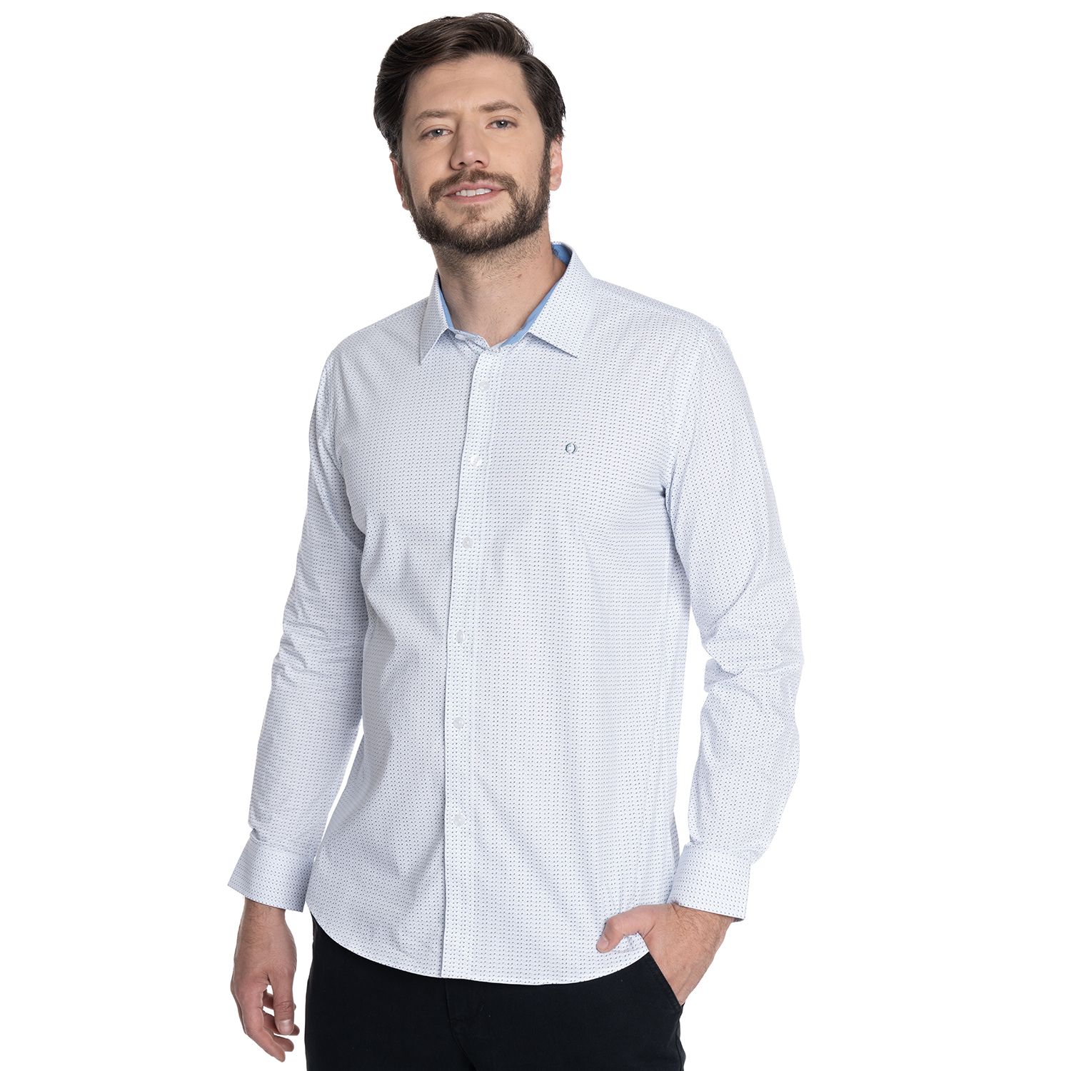 CAMISA HOMBRE CASUAL MANGA LARGA TREVIRA ESTAMPADA SEVILLA | CELESTE - 1