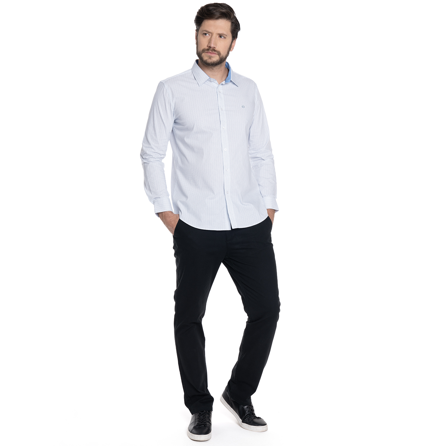 CAMISA HOMBRE CASUAL MANGA LARGA TREVIRA ESTAMPADA SEVILLA | CELESTE - 4