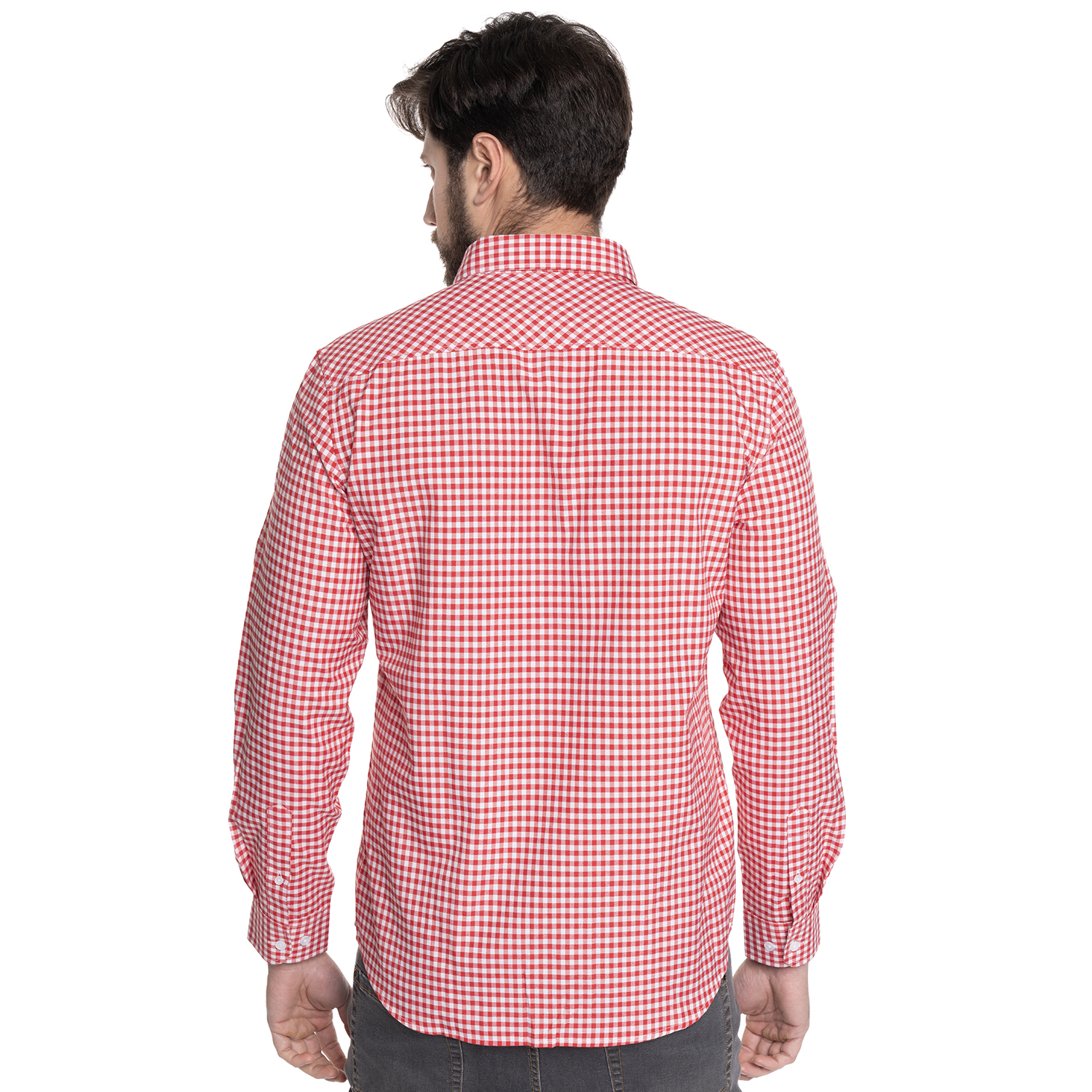 CAMISA HOMBRE CASUAL MANGA LARGA OXFORD CUADROS CORDOBA | ROJO - 2