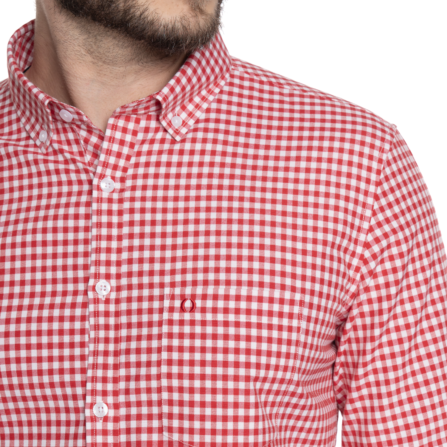 CAMISA HOMBRE CASUAL MANGA LARGA OXFORD CUADROS CORDOBA | ROJO - 3