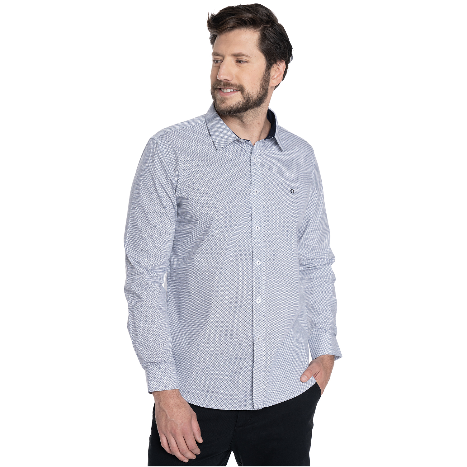 CAMISA HOMBRE CASUAL MANGA LARGA TREVIRA ESTAMPADA SEVILLA | GRIS - 1
