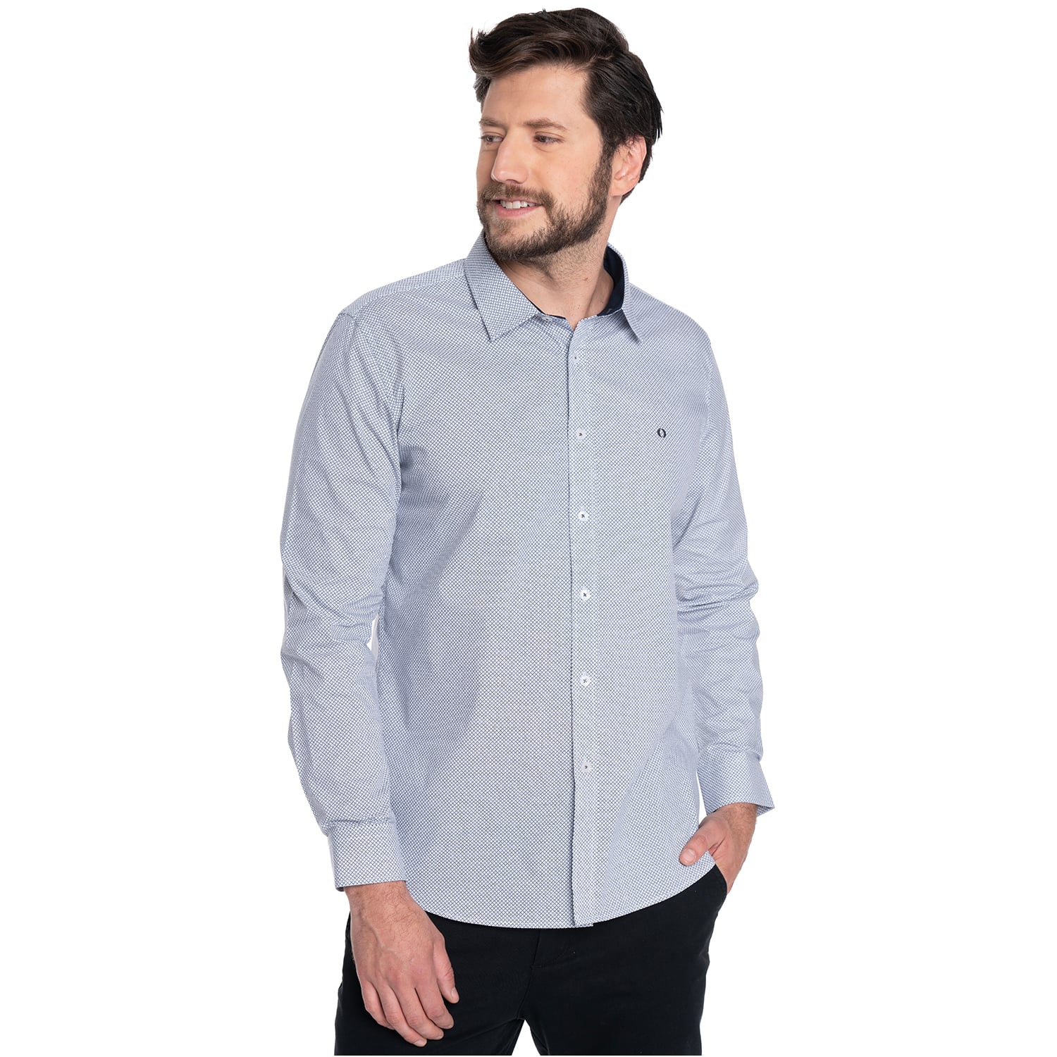 CAMISA HOMBRE CASUAL MANGA LARGA TREVIRA ESTAMPADA SEVILLA | GRIS - 1