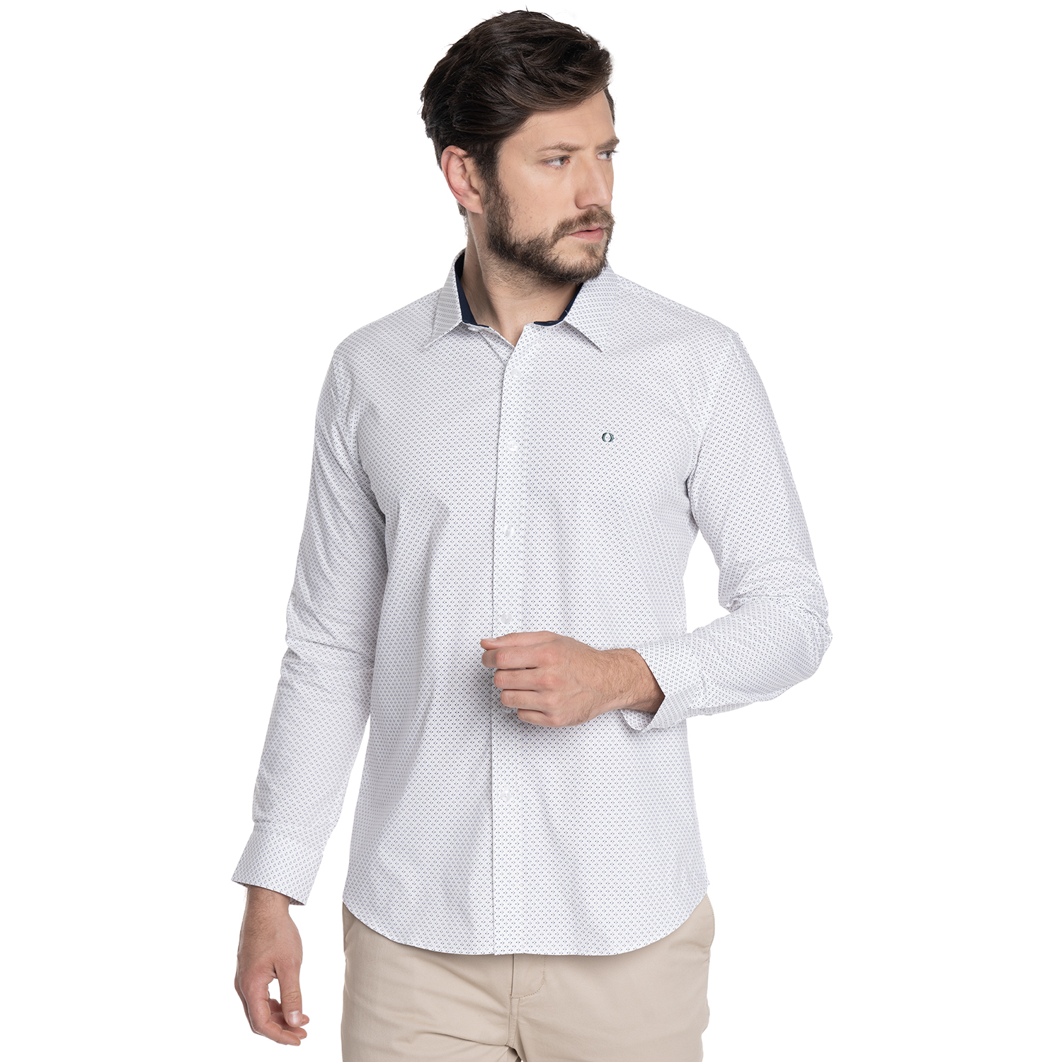 CAMISA HOMBRE CASUAL MANGA LARGA TREVIRA ESTAMPADA SEVILLA | BEIGE - 1