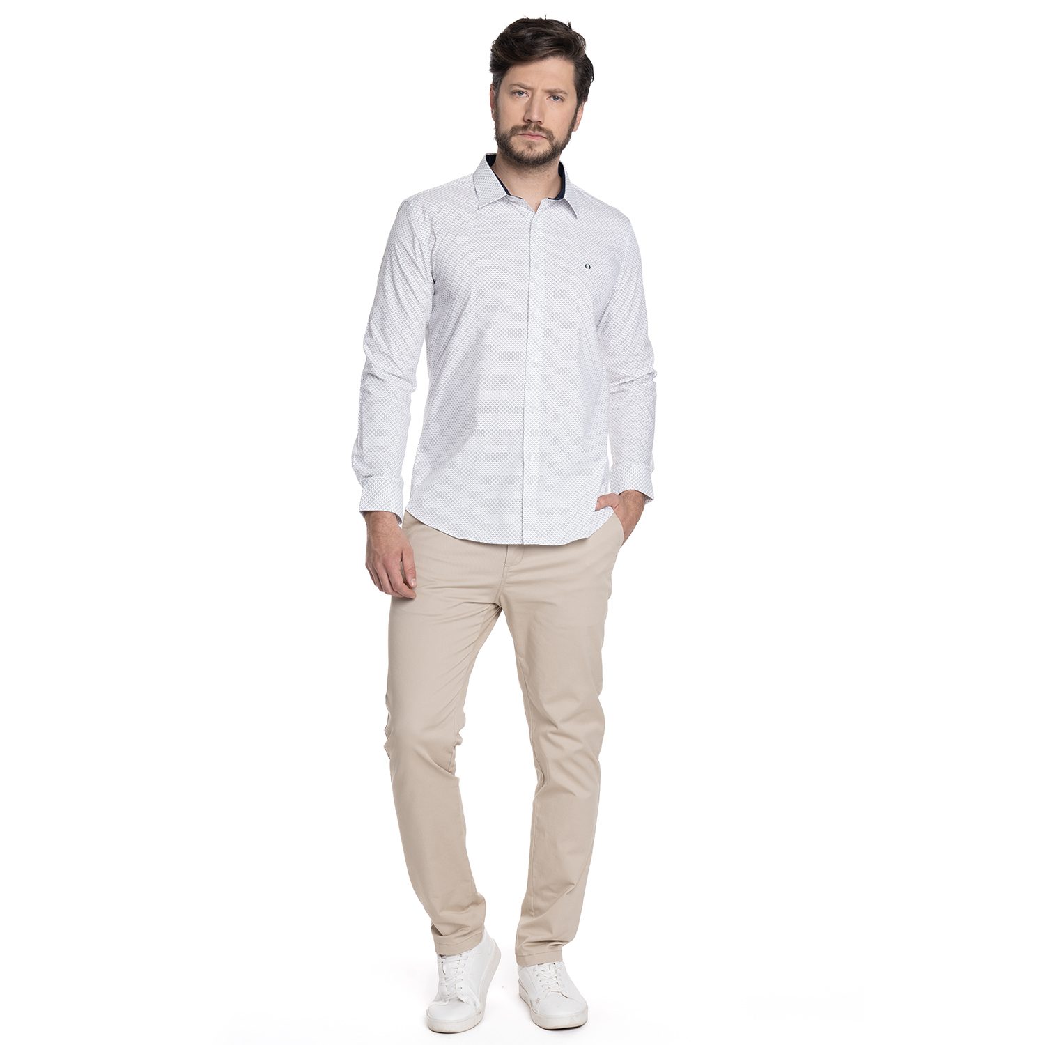 CAMISA HOMBRE CASUAL MANGA LARGA TREVIRA ESTAMPADA SEVILLA | BEIGE - 4