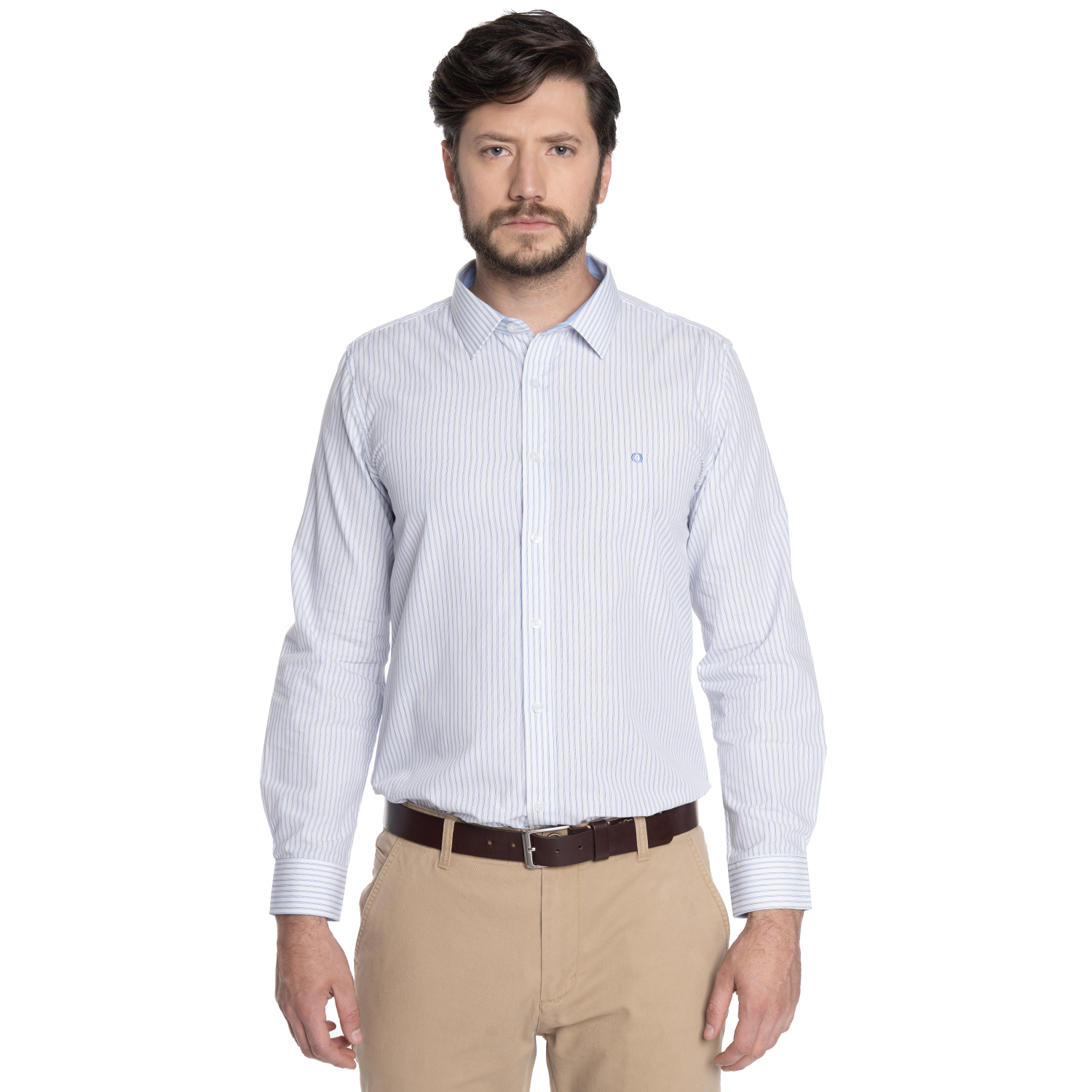 CAMISA HOMBRE FORMAL MANGA LARGA TREVIRA LISTADA BILBAO | AZUL CLARO - 1
